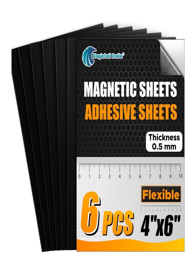 Eagletail India 6 Pcs Self Adhesive Magnetic Sheets 4x6 Inch, 0.5mm Thick | Peel & Stick Flexible Magnet Sheets for Photos, Crafts, DIY Projects | Magnetic Bookmarks - Image 1